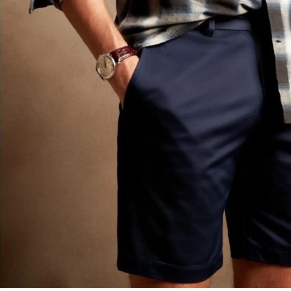 Banana Republic Luxe City Shorts Mens 40 Navy Blue Performance Chino Golf Casual